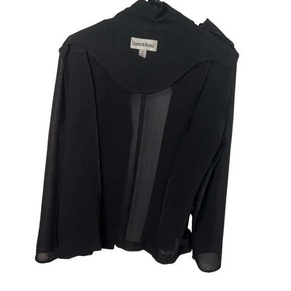 Danny&Nicole 12 Black shear pleatedlong sleeve enamel button front shirt blazer - Picture 5 of 9